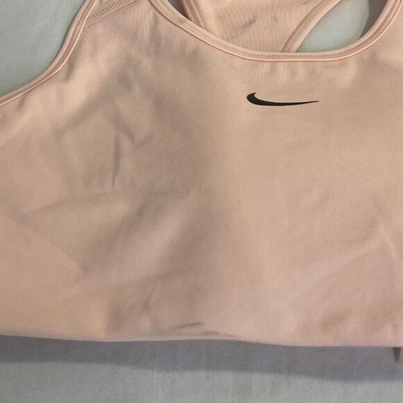 New Nike Dri Fit Swoosh Sports Bra Mid Impact Coral Pink Women's Small - Picture 4 of 11
